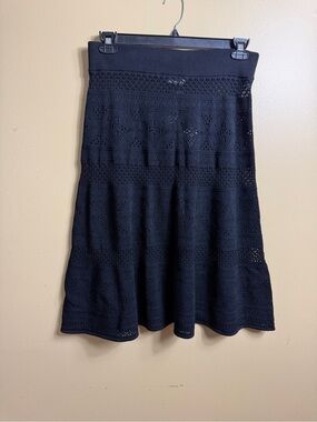 NWT  A.L.C. Black Crochet Knit Midi Skirt. Large